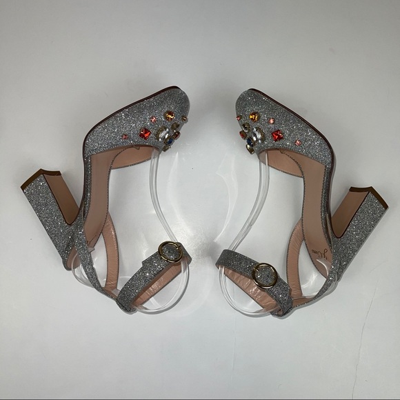 J Crew Vicky Pump With Jewels Silver Glitter 6.5 - Picture 11 of 16